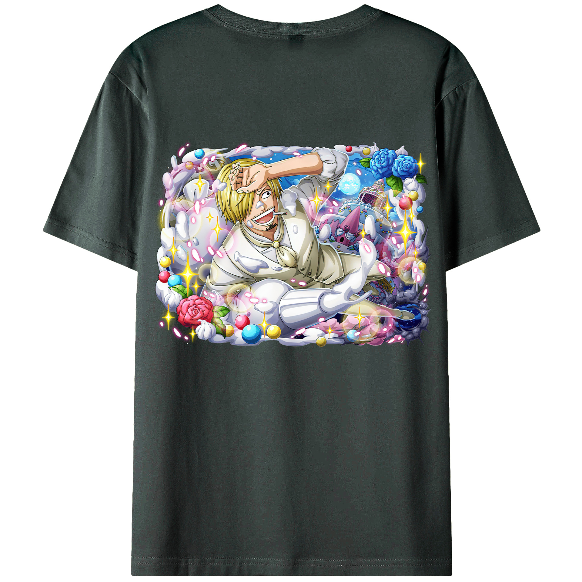 （画像用） ワンピース サンジ ONE PIECE Sanji 綿100％ メンズ半袖Tシャツ（バックプリント） 通気性